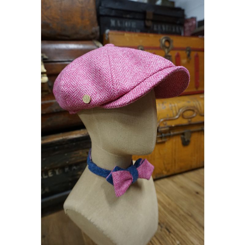 Gatsby Cap in Pink Herringbone